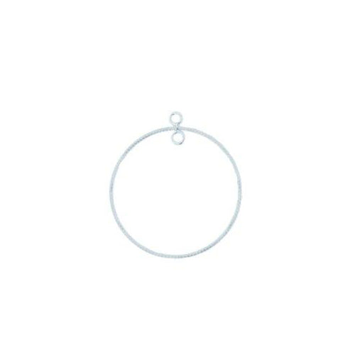 Sterling Silver, 24.1mm Width by 0.8mm Length by 27.9mm Height, Handmade Textured Circle Chandelier. Quantity Per Pack: 10 Pieces.