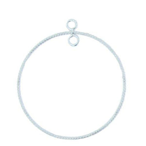 Sterling Silver, 30.8mm Width by 0.8mm Length by 34.5mm Height, Handmade Textured Circle Chandelier. Quantity Per Pack: 10 Pieces.