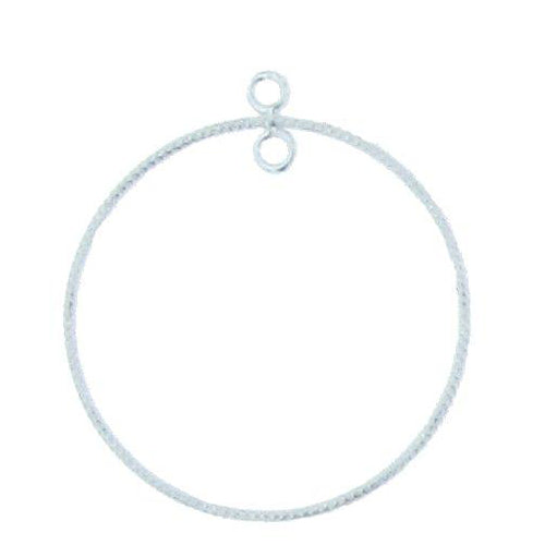 Sterling Silver, 30.8mm Width by 0.8mm Length by 34.5mm Height, Handmade Textured Circle Chandelier. Quantity Per Pack: 10 Pieces.