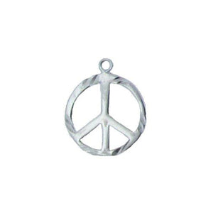 Sterling Silver, 15.8mm Width by 1.1mm Length by 19.3mm Height, Textured Peace Symbol Charm. Quantity Per Pack: 10 Pieces.