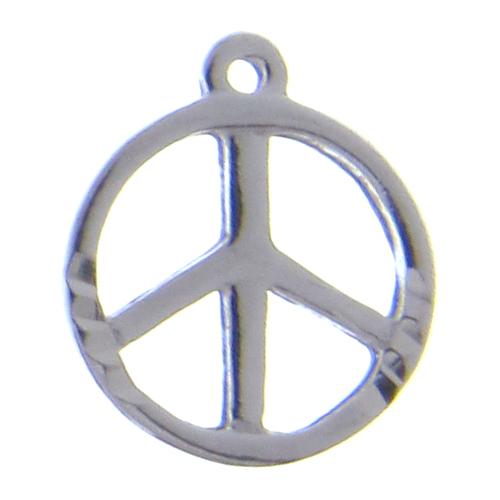 Sterling Silver, 11.6mm Width by 1.3mm Length by 13.5mm Height, Textured Peace Symbol Charm. Quantity Per Pack: 10 Pieces.