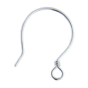 Sterling Silver, 20.0 Gauge, 16.2mm Width by 22.7mm Height, Smooth "C" Ear Wire With Coil. Quantity Per Pack: 10 Pieces.