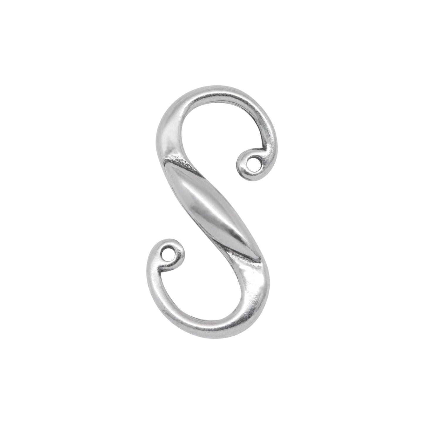 Clasps. Sterling Silver 6.8mm Width by 14.7mm Length by 2.3mm Height, Oxidized S Hook Clasp. Quantity Per Pack: 10 Pieces.