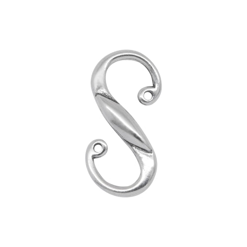 Clasps. Sterling Silver 6.8mm Width by 14.7mm Length by 2.3mm Height, Oxidized S Hook Clasp. Quantity Per Pack: 10 Pieces.