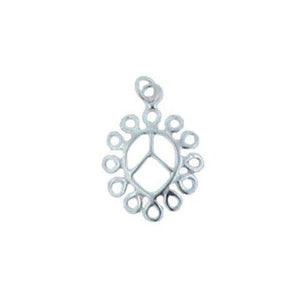 Charms. Sterling Silver 14.9mm Width by 20.6mm Length by 2.0mm Height, Tear Drop Charm With 21.0 Gauge 3.4mm Width / Length, Ring at the Top. Quantity Per Pack: 5 Pieces.