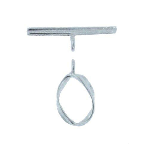 Clasps. Sterling Silver 3.1mm Width by 18.2mm Length by 3.0mm Thick, Twisted Oval Toggle Clasp Ring and 1.9mm Width by 24.7mm Length, Toggle Clasp Bar. Quantity Per Pack: 3 Pairs.