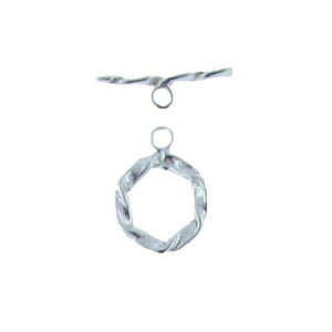 Clasps. Sterling Silver 12.8mm Width / Length by 1.2mm Thick Textured Twisted Ribbon Toggle Clasp Ring and 2.2mm Width by 18.9mm Length, Textured Twisted Ribbon Toggle Clasp Bar. Quantity Per Pack: 5 Pairs.