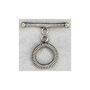 Sterling Silver Oxidized, 14.9mm Width by 2.6mm Length by 19.1mm Height, Twisted Circle Toggle Clasp Ring and 28.2mm Width by 3.2mm Length, Twisted Toggle Clasp Bar. Quantity Per Pack: 2 Pairs.