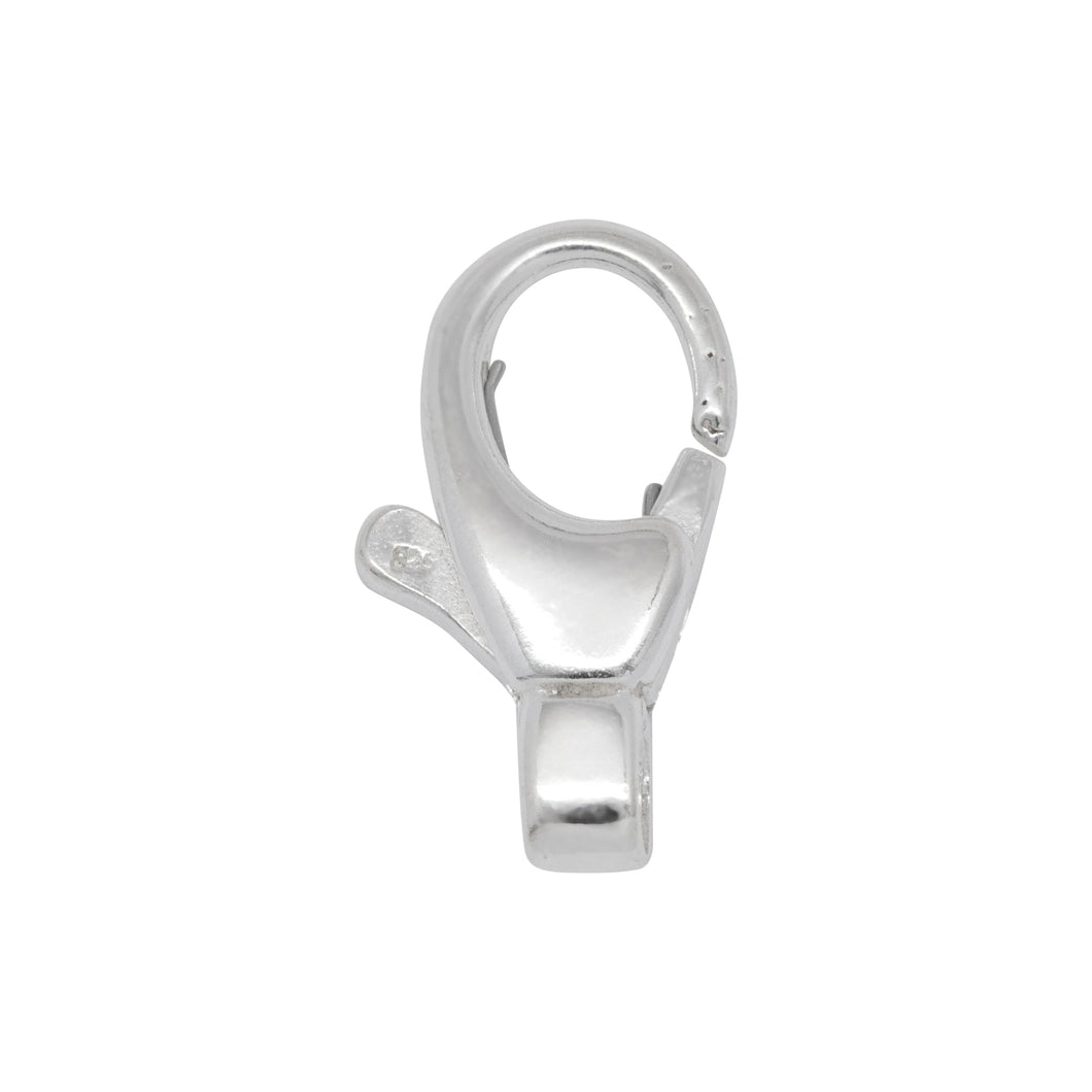 Clasps. Sterling Silver 8.8mm Width by 18.0mm Length by 4.0mm Height Fix-Swivel Lobster Clasp, With 3.3mm Width by 3.5mm Length by 3.2mm Height Close Loop at Bottom Side. Quantity Per Pack: 4 Pieces.