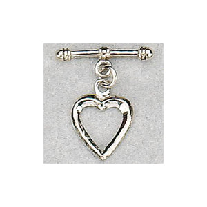 Sterling Silver Oxidized, 14.3mm Width by 1.9mm Length by 18.3mm Height, Heart Toggle Clasp Ring and 21.8mm Width by 3.3mm Length, Fancy Toggle Clasp Bar. Quantity Per Pack: 2 Pairs.