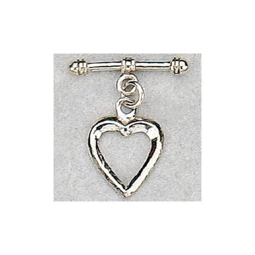 Sterling Silver Oxidized, 14.3mm Width by 1.9mm Length by 18.3mm Height, Heart Toggle Clasp Ring and 21.8mm Width by 3.3mm Length, Fancy Toggle Clasp Bar. Quantity Per Pack: 2 Pairs.