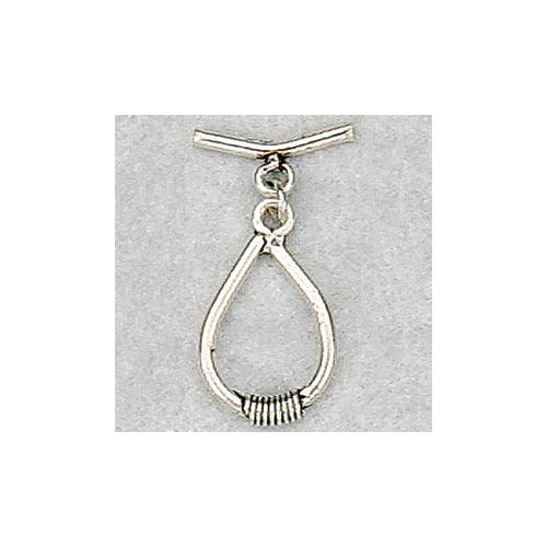 Sterling Silver Oxidized, 13.0mm Width by 21.4mm Height, Plain Teardrop Toggle Clasp Ring with Coil and 23.7mm Width by 1.6mm Length, Plain Toggle Clasp Bar. Quantity Per Pack: 2 Pairs.