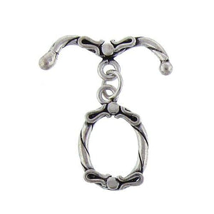 Sterling Silver Oxidized, 12.1mm Width by 3.1mm Length by 18.5mm Height, Twisted Oval Toggle Clasp Ring and 20.6mm Width by 3.0mm Length, Twisted Toggle Clasp Bar. Quantity Per Pack: 5 Pairs.