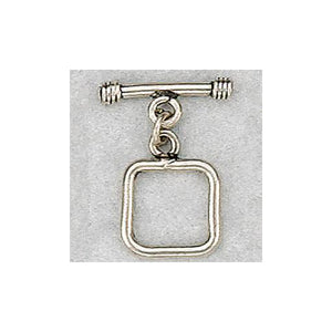 Sterling Silver Oxidized, 13.6mm Width by 1.8mm Length by 18.1mm Height, Plain Square Toggle Clasp Ring and 22.8mm Width by 3.3mm Length, Plain Toggle Clasp Bar. Quantity Per Pack: 2 Pairs.