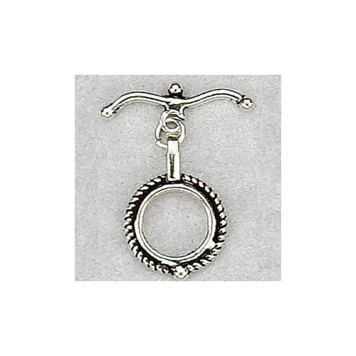 Sterling Silver Oxidized, 13.8mm Width by 2.4mm Length by 19.8mm Height, Twisted Circle Toggle Clasp Ring and 24.1mm Width by 4.6mm Length, Twisted Toggle Clasp Bar. Quantity Per Pack: 5 Pairs.