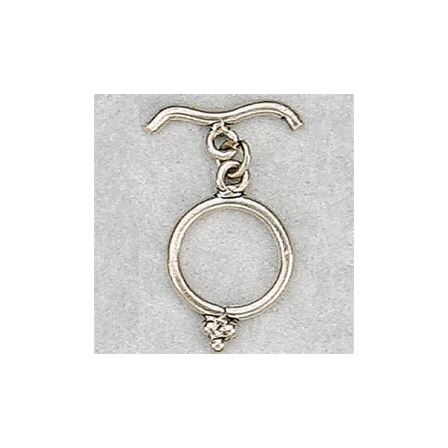 Sterling Silver Oxidized, 14.6mm Width by 1.7mm Length by 22.0mm Height, Fancy Circle Toggle Clasp Ring and 25.6mm Width by 4.2mm Length, Twisted Toggle Clasp Bar. Quantity Per Pack: 2 Pairs.