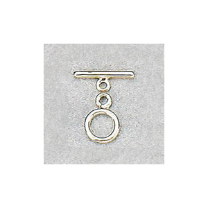 Sterling Silver, 7.5mm Width by 0.9mm Length by 10.8mm Height, Plain Circle Toggle Clasp Ring and 12.1mm Width by 0.9mm Length, Plain Toggle Clasp Bar. Quantity Per Pack: 20 Pairs.