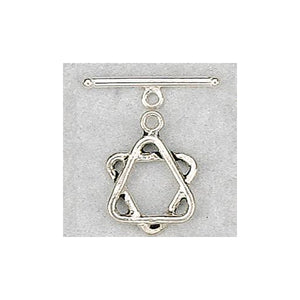 Sterling Silver Oxidized, 17.3mm Width by 3.6mm Length by 20.8mm Height, Plain Double Triangle Toggle Clasp Ring and 25.1mm Width by 2.0mm Length, Plain Toggle Clasp Bar. Quantity Per Pack: 2 Pairs.