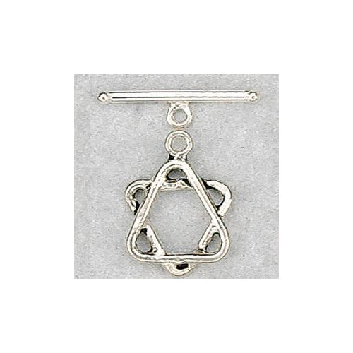 Sterling Silver Oxidized, 17.3mm Width by 3.6mm Length by 20.8mm Height, Plain Double Triangle Toggle Clasp Ring and 25.1mm Width by 2.0mm Length, Plain Toggle Clasp Bar. Quantity Per Pack: 2 Pairs.