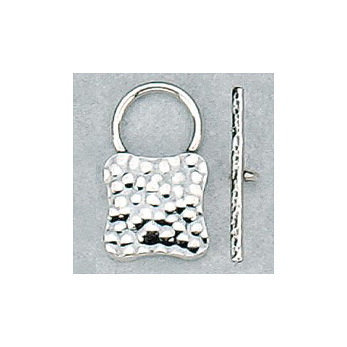 Clasps. Sterling Silver Oxidized 14.6mm Width by 24.8mm Length by 3.5mm Thick, Hammered Toggle Clasp Ring and 1.8mm Width by 23.9mm Length, Hammered Toggle Clasp Bar. Quantity Per Pack: 2 Pairs.