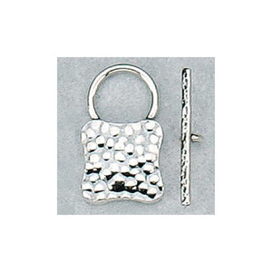 Clasps. Sterling Silver Oxidized 14.6mm Width by 24.8mm Length by 3.5mm Thick, Hammered Toggle Clasp Ring and 1.8mm Width by 23.9mm Length, Hammered Toggle Clasp Bar. Quantity Per Pack: 2 Pairs.