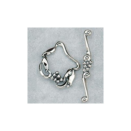 Clasps. Sterling Silver Oxidized 24.2mm Width by 28.6mm Length, Fancy Toggle Clasp Ring with 5.9mm Width by 43.5mm Length, Fancy Toggle Clasp Bar. Quantity Per Pack: 1 Pair.