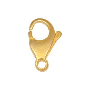 Clasps. Sterling Silver Gold Plated / Vermeil 9.4mm Width by 15.4mm Length, Trigger Lobster Clasp With 3.6mm Width by 3.8mm Length, Closed Loop towards the bottom side. Quantity Per Pack: 5 Pieces.