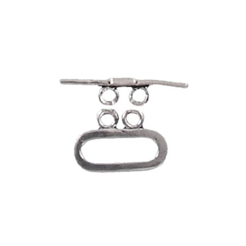 Clasps. Sterling Silver Oxidized 20.9mm Width by 14.5mm Length, 2 Strand Oval Toggle Clasp Ring with 2.1mm Width by 29.9mm Length, Toggle Clasp Bar. Quantity Per Pack: 2 Pairs.