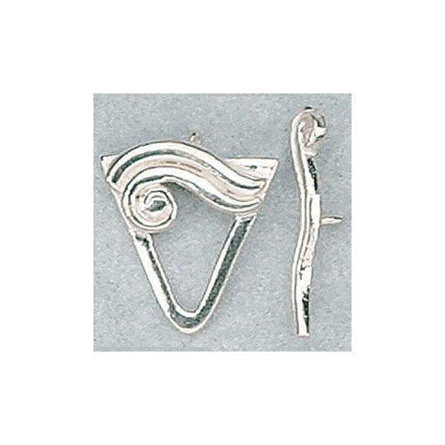 Clasps. Sterling Silver Oxidized 19.5mm Width by 22.9mm Length, Fancy Toggle Clasp Ring with 5.1mm Width by 26.3mm Length, Fancy Toggle Clasp Bar. Quantity Per Pack: 2 Pairs.