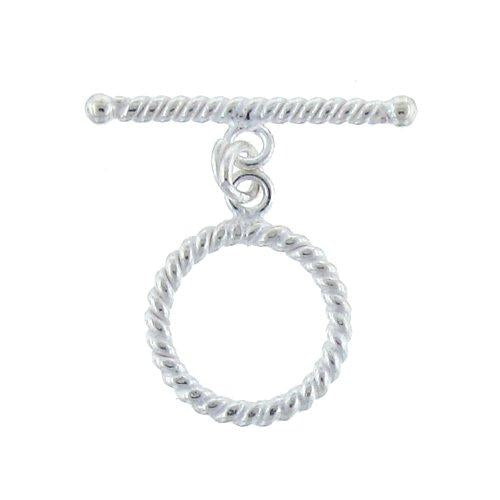 Clasps. Sterling Silver 11.0mm Width / Length, Twisted Toggle Clasp Ring with 2.0mm Width by 19.8mm Length, Twisted Toggle Clasp Bar. Quantity Per Pack: 3 Pairs.