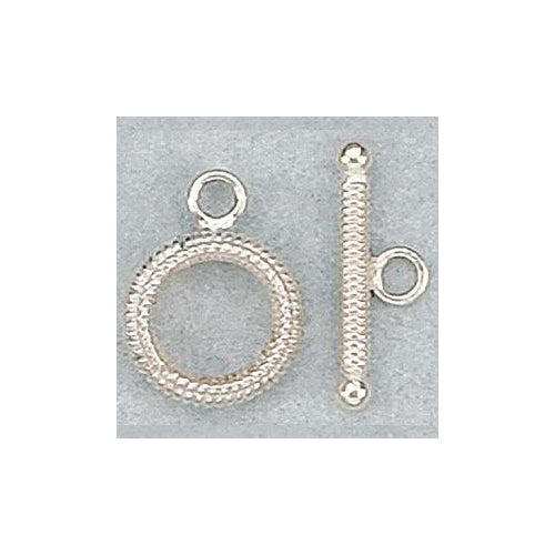 Clasps. Sterling Silver 13.1mm Width / Length, Twisted Toggle Clasp Ring with 2.0mm Width by 24.6mm Length, Twisted Toggle Clasp Bar. Quantity Per Pack: 2 Pairs.