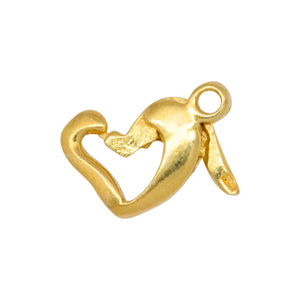 Clasps. Sterling Silver Gold Plated / Vermeil 8.2mm Width by 11.4mm Length, Floating Heart Lobster Clasp With 2.2mm Width by 2.8 Length, Closed Fix Loop towards the top side. Quantity Per Pack: 4 Pieces.