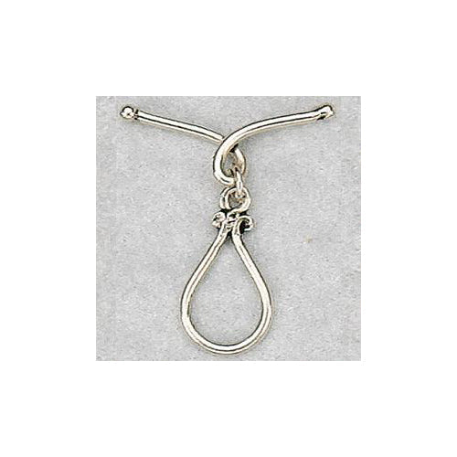 Clasps. Sterling Silver Oxidized 11.0mm Width by 22.0mm Length, Tear Drop Toggle Clasp Ring with 1.3mm Width by 21.5mm Length, Looped Toggle Clasp Bar. Quantity Per Pack: 5 Pairs.