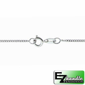 Chain by Clasp. Sterling Silver 1.0mm Width / Length, 16 Inch Flat Regular Curb Chain with 6.0mm Width / Length by 1.4mm Thick, Smooth Spring Ring Clasp. Quantity Per Pack: 5 Pieces.