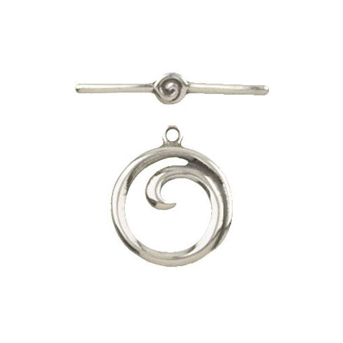 Clasps. Sterling Silver 15.2mm Width / Length by 1.9mm Thick Toggle Clasp Ring and 23.9mm Length by 1.5mm Thick Toggle Clasp Bar, Wave Toggle Clasp. Quantity Per Pack: 3 Pairs.