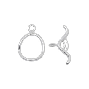 Clasps. Sterling Silver 10.8mm Width by 11.9mm Length by 1.3mm Thick, Toggle Clasp Ring With 16.0mm Length by 1.3mm Thick, Bow Shaped Toggle Clasp Bar, Toggle Clasp. Quantity Per Pack: 5 Pairs.