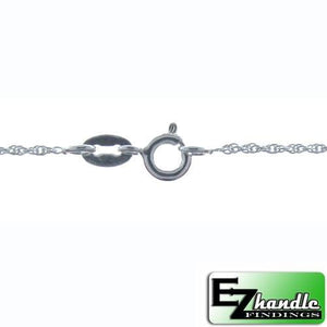 Chain by Clasp. Sterling Silver 1.5mm Width / Length, 16 Inch Round Regular Rope Chain with 6.0mm Width / Length by 1.4mm Thick, Smooth Spring Ring Clasp. Quantity Per Pack: 5 Pieces.