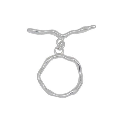 Clasps. Sterling Silver 18.0mm Width / Length by 1.5mm Thick, Wave Toggle Clasp Ring With 27.2mm Length by 1.5mm Thick, Wave Toggle Clasp Bar, Wave Toggle Clasp. Quantity Per Pack: 2 Pairs.