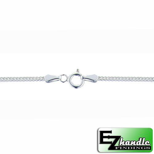 Chain by Clasp. Sterling Silver 1.2mm Width / Length, 16 Inch Regular Square Fox Tail Chain with 6.0mm Width / Length by 1.4mm Thick, Smooth Spring Ring Clasp. Quantity Per Pack: 5 Pieces.