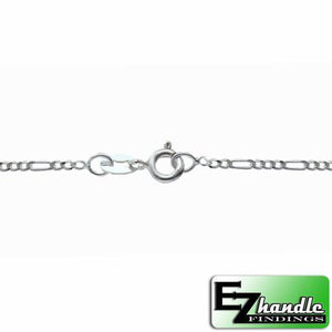 Chain by Clasp. Sterling Silver 1.7mm Width / Length, 16 Inch Flat Regular Figaro Chain with 6.0mm Width / Length by 1.4mm Thick, Smooth Spring Ring Clasp. Quantity Per Pack: 5 Pieces.