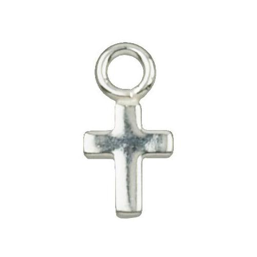 Charms. Sterling Silver 4.58mm Width by 5.88mm Length by 0.90mm Height, Cross Charm With 21.0 Gauge 3.0mm Fix Ring at the Top. Quantity Per Pack: 25 Pieces.