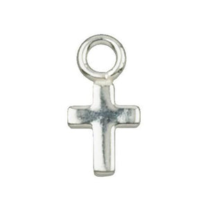 Charms. Sterling Silver 4.58mm Width by 5.88mm Length by 0.90mm Height, Cross Charm With 21.0 Gauge 3.0mm Fix Ring at the Top. Quantity Per Pack: 25 Pieces.