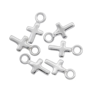 Sterling Silver 4.58mm Width by 5.88mm Length by 0.90mm Height, Cross Charm With 21.0 Gauge 3.0mm Fix Ring at the Top. Quantity Per Pack: 25 Pieces.