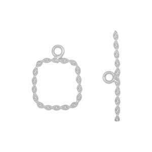 Clasps. Sterling Silver 19.0 Gauge, 17.5mm Width / Length, Twisted SquareToggle Clasp With 32.1mm Length, Twisted Toggle Clasp Bar, Twisted Toggle Clasp. Quantity Per Pack: 5 Pairs.