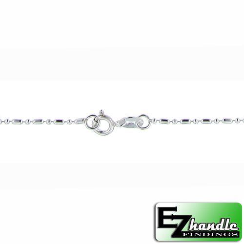 Chain by Clasp. Sterling Silver 1.5mm Width / Length, 18 Inch Regular Round Ball Chain with 6.0mm Width / Length by 1.4mm Thick, Smooth Spring Ring Clasp. Quantity Per Pack: 5 Pieces.