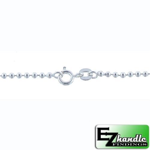 Chain by Clasp. Sterling Silver 1.2mm Width / Length, 16 Inch Regular Round Ball Chain with 6.0mm Width / Length by 1.4mm Thick, Smooth Spring Ring Clasp. Quantity Per Pack: 5 Pieces.