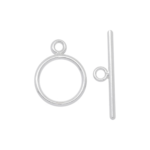 Clasps. Sterling Silver 16.0 Gauge, 11.7mm Width / Length, Smooth Circle Toggle Clasp Ring, With 1.1mm Width by 20.1mm Length Toggle Clasp Bar, Smooth Circle Toggle Clasp. Quantity Per Pack: 10 Pairs.