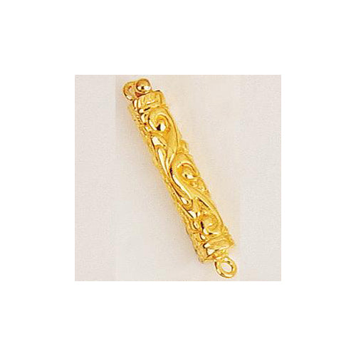 Sterling Silver Gold Plated, 39.7mm Width by 6.1mm Length by 6.8mm Height, Filigree Tube Box Clasp. Quantity Per Pack: 1 Pair.