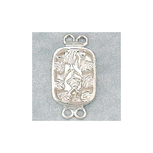 Sterling Silver, 30.0mm Width by 5.7mm Length by 15.3mm Height, 2 Strand Flower Rectangle Box Clasp. Quantity Per Pack: 1 Pair.