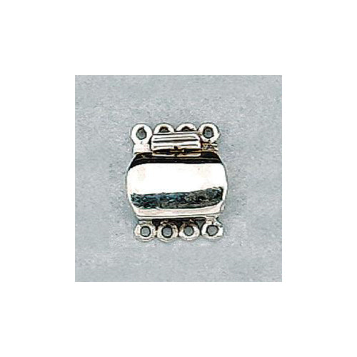 Sterling Silver, 15.7mm Width by 4.6mm Length by 13.3mm Height, 4 Strand Plain Rectangle Box Clasp. Quantity Per Pack: 1 Pair.